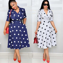 Load image into Gallery viewer, Dress Suit Collar Dots with Belt Large Size +
