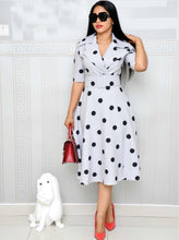 Load image into Gallery viewer, Dress Suit Collar Dots with Belt Large Size +
