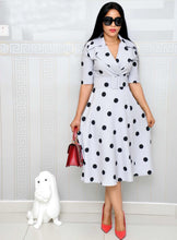 Load image into Gallery viewer, Dress Suit Collar Dots with Belt Large Size +
