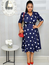 Load image into Gallery viewer, Dress Suit Collar Dots with Belt Large Size +

