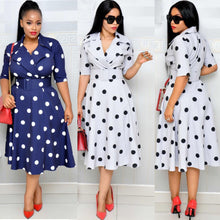 Load image into Gallery viewer, Dress Suit Collar Dots with Belt Large Size +
