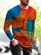 Load image into Gallery viewer, Men&#39;s Round Neck T-shirt Contrast Drawing Printed T-shirt +

