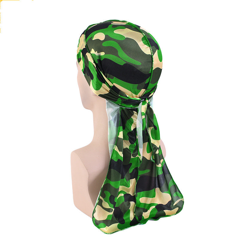 Flashy Durag - Faux Silk Camouflage Bandage Pirate Hat - Turban Hat +