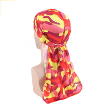 Load image into Gallery viewer, Flashy Durag - Faux Silk Camouflage Bandage Pirate Hat - Turban Hat +
