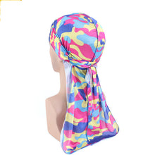 Load image into Gallery viewer, Flashy Durag - Faux Silk Camouflage Bandage Pirate Hat - Turban Hat +
