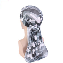 Load image into Gallery viewer, Flashy Durag - Faux Silk Camouflage Bandage Pirate Hat - Turban Hat +
