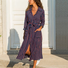 Load image into Gallery viewer, Printed Pocket Long Sleeve Plus Size Dress +
