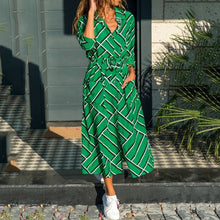 Load image into Gallery viewer, Printed Pocket Long Sleeve Plus Size Dress +
