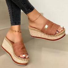 Load image into Gallery viewer, Summer Wedges Slippers Platform High Heels Women Slipper Basic Clog Wedge Slipper Flip Flop Sandals +
