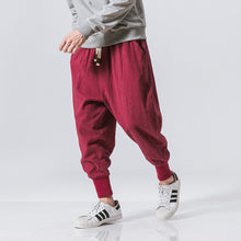 Load image into Gallery viewer, Harem Pants Men Streetwear Casual Joggers Narrow Ribbed Hem Ankle Cotton Linen Sweatpants Trousers M-5XL +
