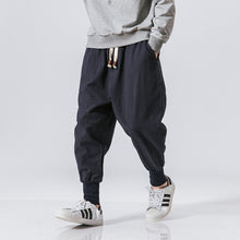 Load image into Gallery viewer, Harem Pants Men Streetwear Casual Joggers Narrow Ribbed Hem Ankle Cotton Linen Sweatpants Trousers M-5XL +
