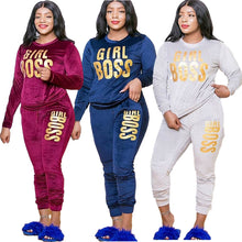 Load image into Gallery viewer, European And American Plus Size Women&#39;S Gold Velvet Suit Women +

