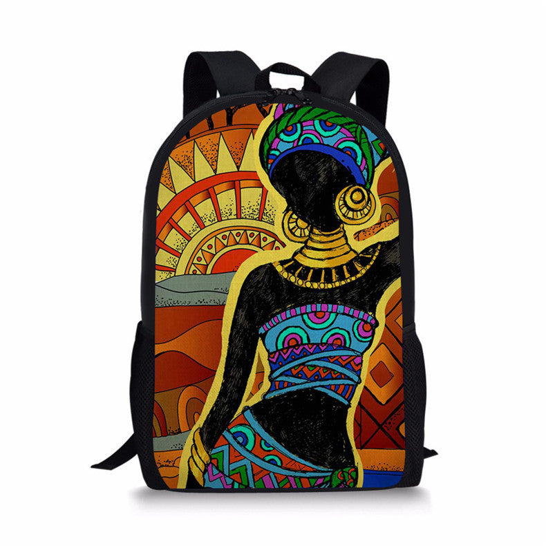 Black African Queen Backpack - Schoolbag for Elementary School - Fashion Style Children's School Bag +