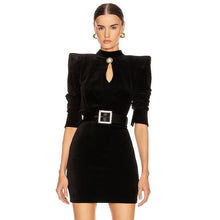 Load image into Gallery viewer, Sexy Celebrity Style Waist Slim Banquet Dress Temperament Velvet Dress +
