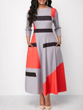 Load image into Gallery viewer, Curved Ample Dress 3/4 Sleeve Geometric Print Dress - Gracious Classy Formal Dress for Women +
