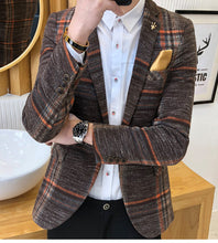 Load image into Gallery viewer, Slim Fit Men&#39;s Plaid Blazer Fashion Casual Jacket +
