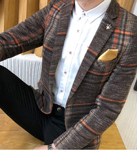 Load image into Gallery viewer, Slim Fit Men&#39;s Plaid Blazer Fashion Casual Jacket +
