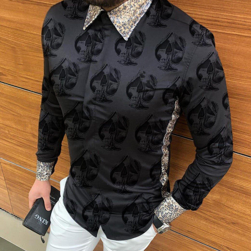 Men's Plus Size 3D Print Long Sleeve Club Shirt Casual Light Trendy Shirt +