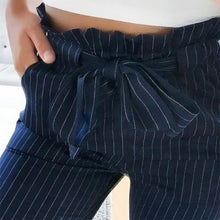 Load image into Gallery viewer, New Fashion Pants for Women Elastic Waistband with Bow Belt European Women Style +
