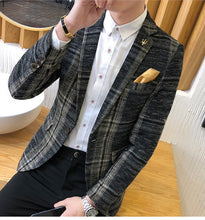 Load image into Gallery viewer, Slim Fit Men&#39;s Plaid Blazer Fashion Casual Jacket +
