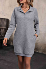 Load image into Gallery viewer, Collared Neck Snap Front Mini Dress +
