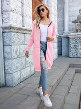 Load image into Gallery viewer, Full Size Zip-Up Longline Hoodie with Pockets +
