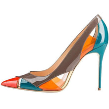 Load image into Gallery viewer, Multi-color Patchwork Collision Shallow Mouth Pumps High With Fine Women&#39;s Shoes +
