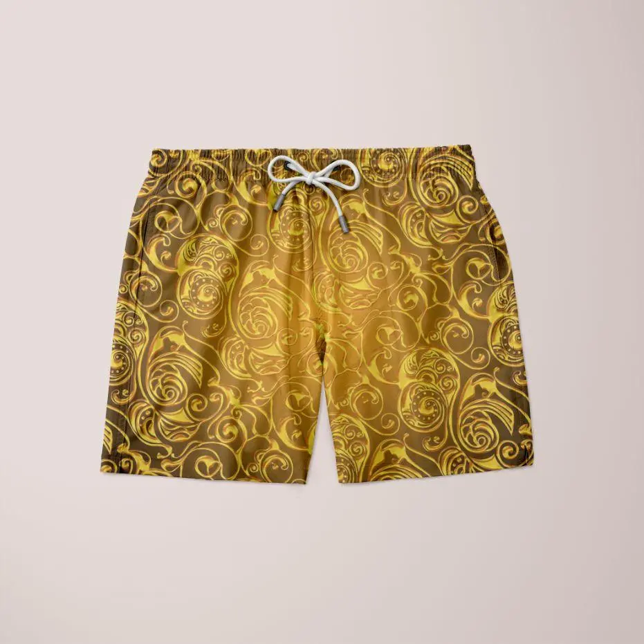 Gold Pattern Shorts Microfiber Men's Shorts Made in USA +