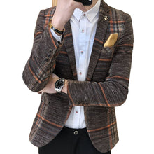 Load image into Gallery viewer, Slim Fit Men&#39;s Plaid Blazer Fashion Casual Jacket +
