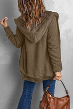 Load image into Gallery viewer, Button Front Hooded Cardigan with Pockets +
