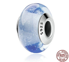 Load image into Gallery viewer, Cinderella's  Blue Color Murano Glass Beads - Charm Bracelet Jewelry - 925 Sterling Silver Charm - Small Trinket for Bracelets +
