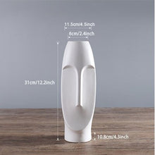 Load image into Gallery viewer, Ceramic Black and White Abstract Vase Human Face Shaped Vase Nordic Minimalist Art +
