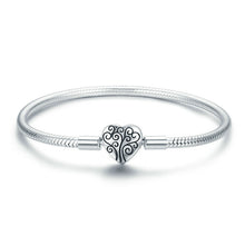 Load image into Gallery viewer, Spring Tree Of Life Bracelet - Classy Women 100% 925 Sterling Silver Heart Shape Clasp Snake Chain +

