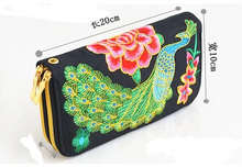 Load image into Gallery viewer, Embroidered Peacock Purse Light Women Wallet +
