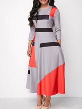 Load image into Gallery viewer, Curved Ample Dress 3/4 Sleeve Geometric Print Dress - Gracious Classy Formal Dress for Women +
