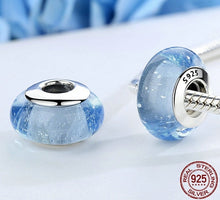 Load image into Gallery viewer, Cinderella's  Blue Color Murano Glass Beads - Charm Bracelet Jewelry - 925 Sterling Silver Charm - Small Trinket for Bracelets +
