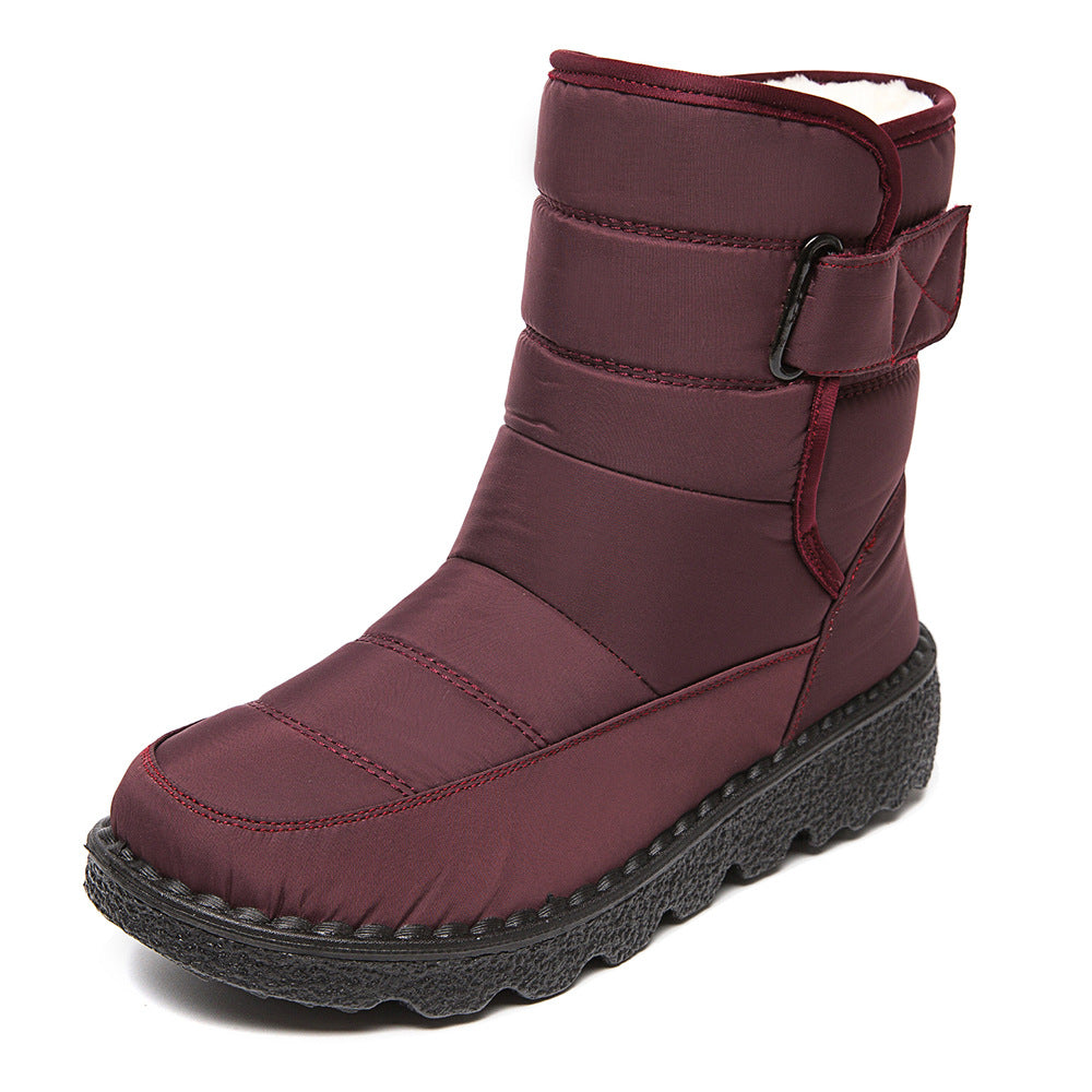 Velcro Snow Boots Winter Warm Plush Shoes Women Waterproof Winter Boots +