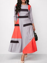 Load image into Gallery viewer, Curved Ample Dress 3/4 Sleeve Geometric Print Dress - Gracious Classy Formal Dress for Women +
