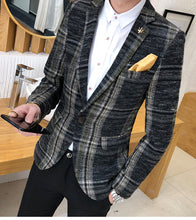 Load image into Gallery viewer, Slim Fit Men&#39;s Plaid Blazer Fashion Casual Jacket +
