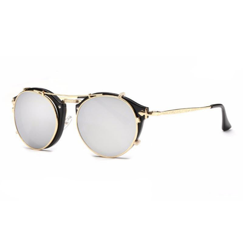 Fashionable Vintage Dual Purpose Cover Mirror Flat Mirror Men's and Women's Sunglasses +