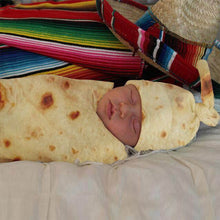 Load image into Gallery viewer, Burrito Baby Blanket - Flour Tortilla Swaddle Blanket - Sleeping Swaddle Wrap Hat - Trendy Baby Blanket +

