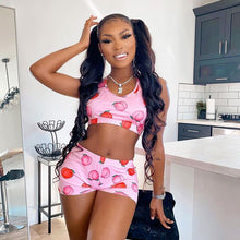 Load image into Gallery viewer, Printed Navel Sleeveless Vest Casual Shorts Set (+)
