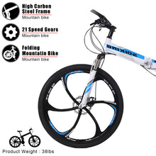 Load image into Gallery viewer, Foldable Sports Bike 26in Folding Mountain Bike Shimano 21 Speed Bicycle Full Suspension MTB Convenient Small Room Bike (+)
