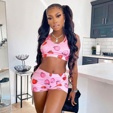 Load image into Gallery viewer, Printed Navel Sleeveless Vest Casual Shorts Set (+)

