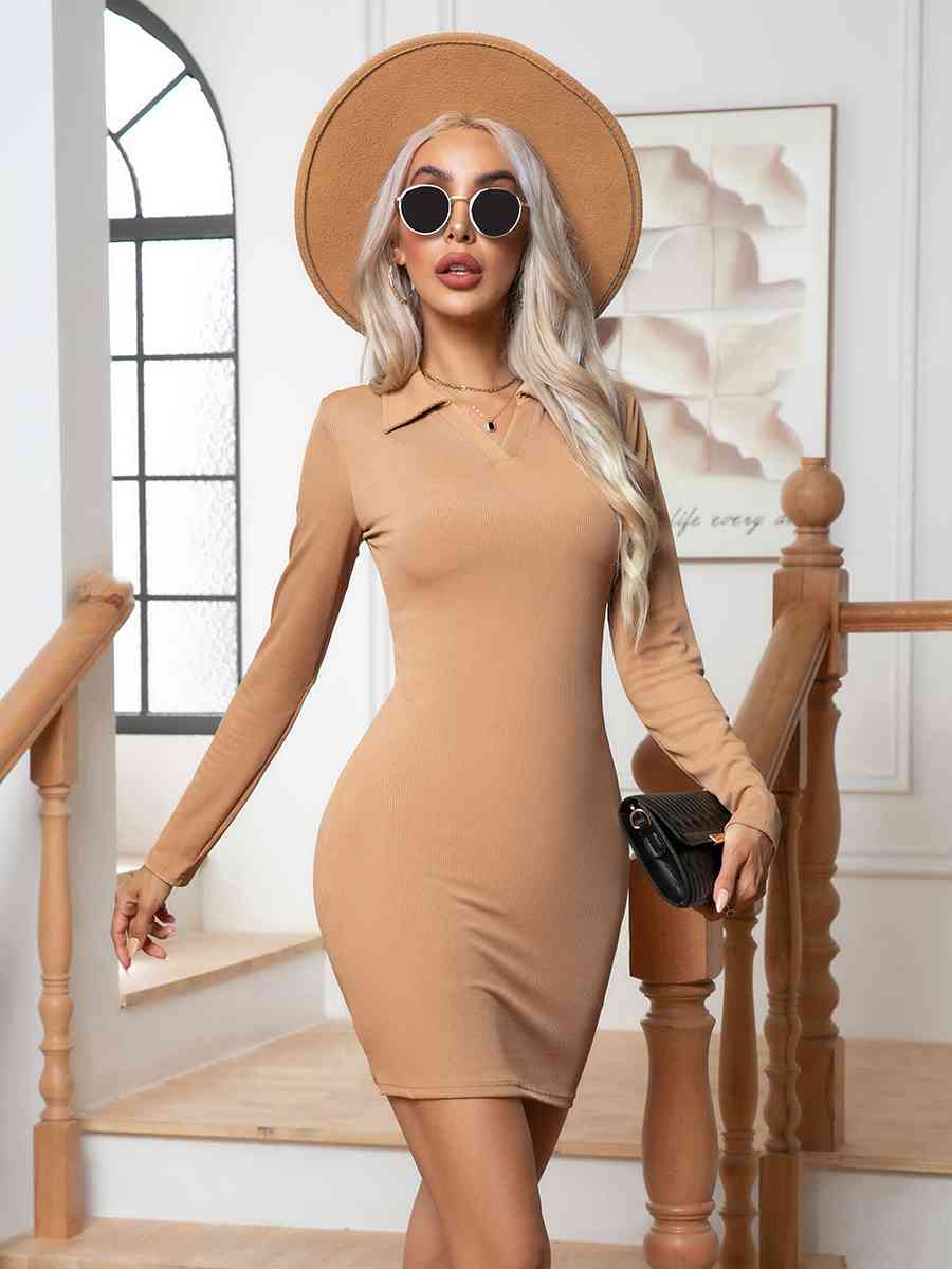 Johnny Collar Long Sleeve Mini Dress +