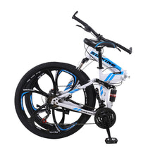 Load image into Gallery viewer, Foldable Sports Bike 26in Folding Mountain Bike Shimano 21 Speed Bicycle Full Suspension MTB Convenient Small Room Bike (+)
