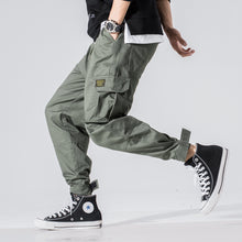 Load image into Gallery viewer, Overalls Multi-pocket Loose Cargo Pants for Men Velcro Open Foot Trousers +

