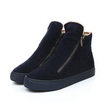 Load image into Gallery viewer, Velvet Short Tube Cotton Warm Boots British Style Plush Side Zip Martin Boots Genuine Fashionable Women&#39;s Boot (+)
