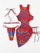 Load image into Gallery viewer, Abstract Print Tied Three-Piece Swimsuit (+)

