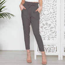 Load image into Gallery viewer, New Fashion Pants for Women Elastic Waistband with Bow Belt European Women Style +
